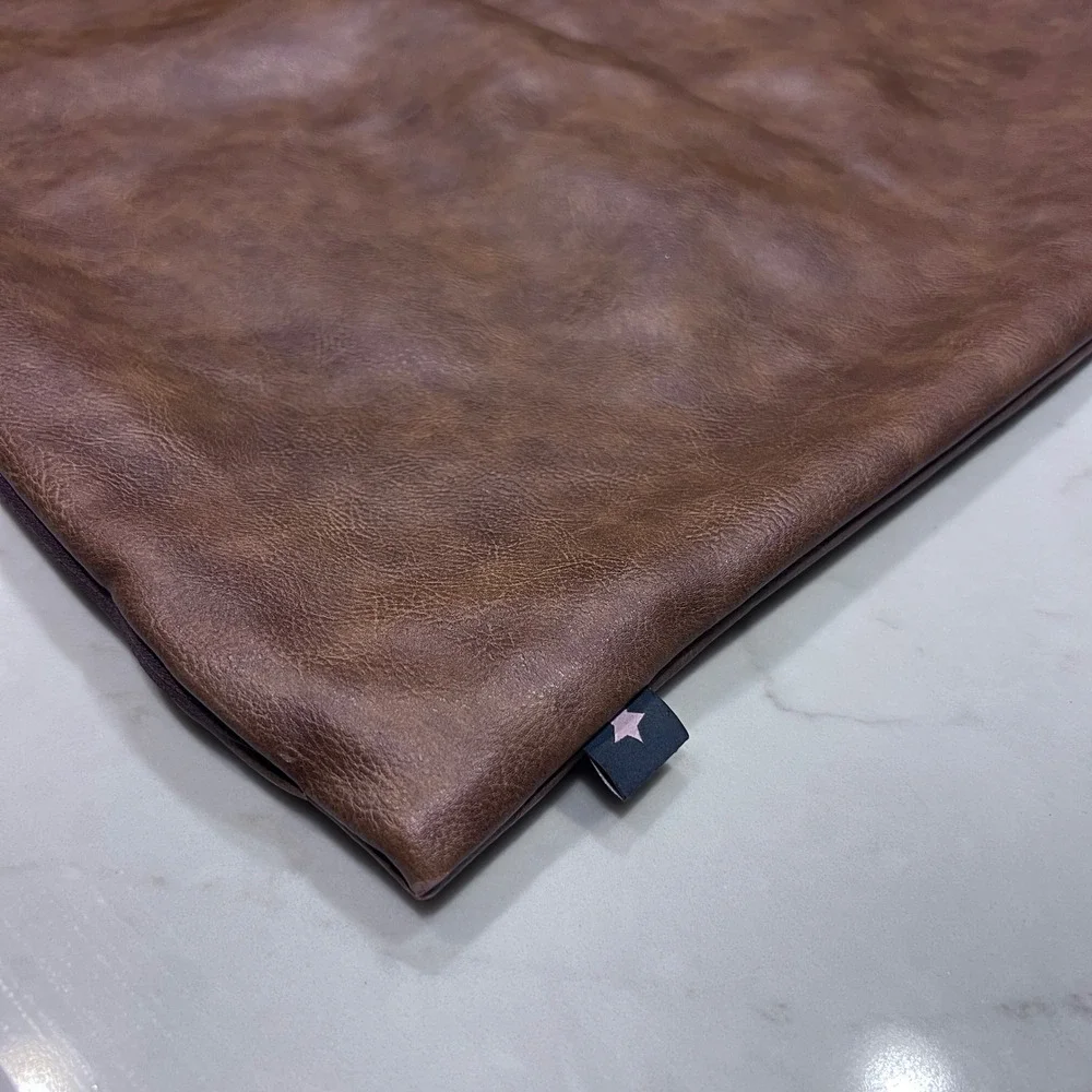KDAYS Brown Faux Leather Large Square Cover for 18‎ x 18 Accent Pillow
